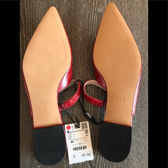 ZARA WOMEN’S FLAT RED MULES - Picture 3 of 8